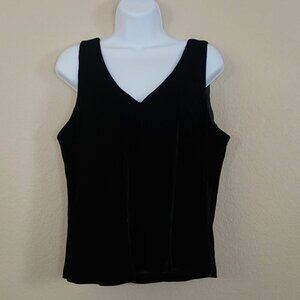 Vintage 90s Nine & Co. Black Velvet Sleeveless Top Silk 16 Y2k Grunge Whimsigoth